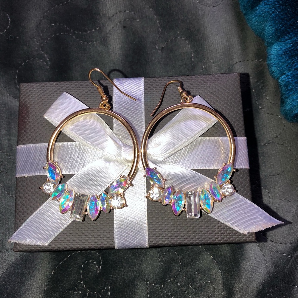 Charolette Russe gold hoop earrings with CZ stones